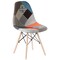 Fabulaxe Plastic Multicolor Fabric Patchwork DSW Shell Dining Chair with Wooden Dowel Eiffel Legs QI003747 - alternate 1